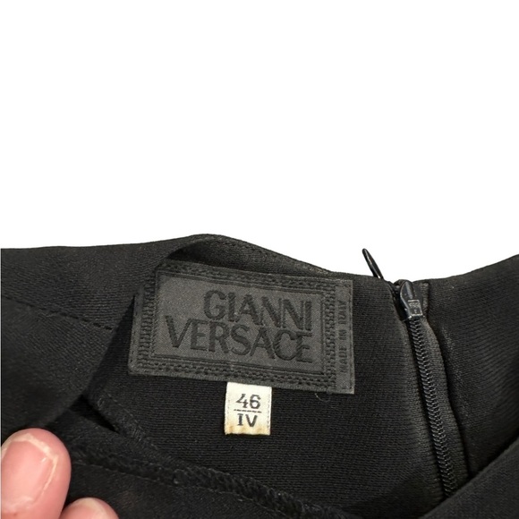 Vintage Gianni Versace Black Midi Dress Cut Out Long Sleeve Size 46 Read - Picture 3 of 10